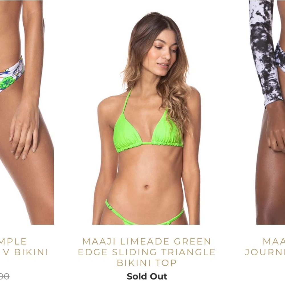 Maaji Limeade Green Edge Sliding Triangle Bikini Top size large NWT green blue
